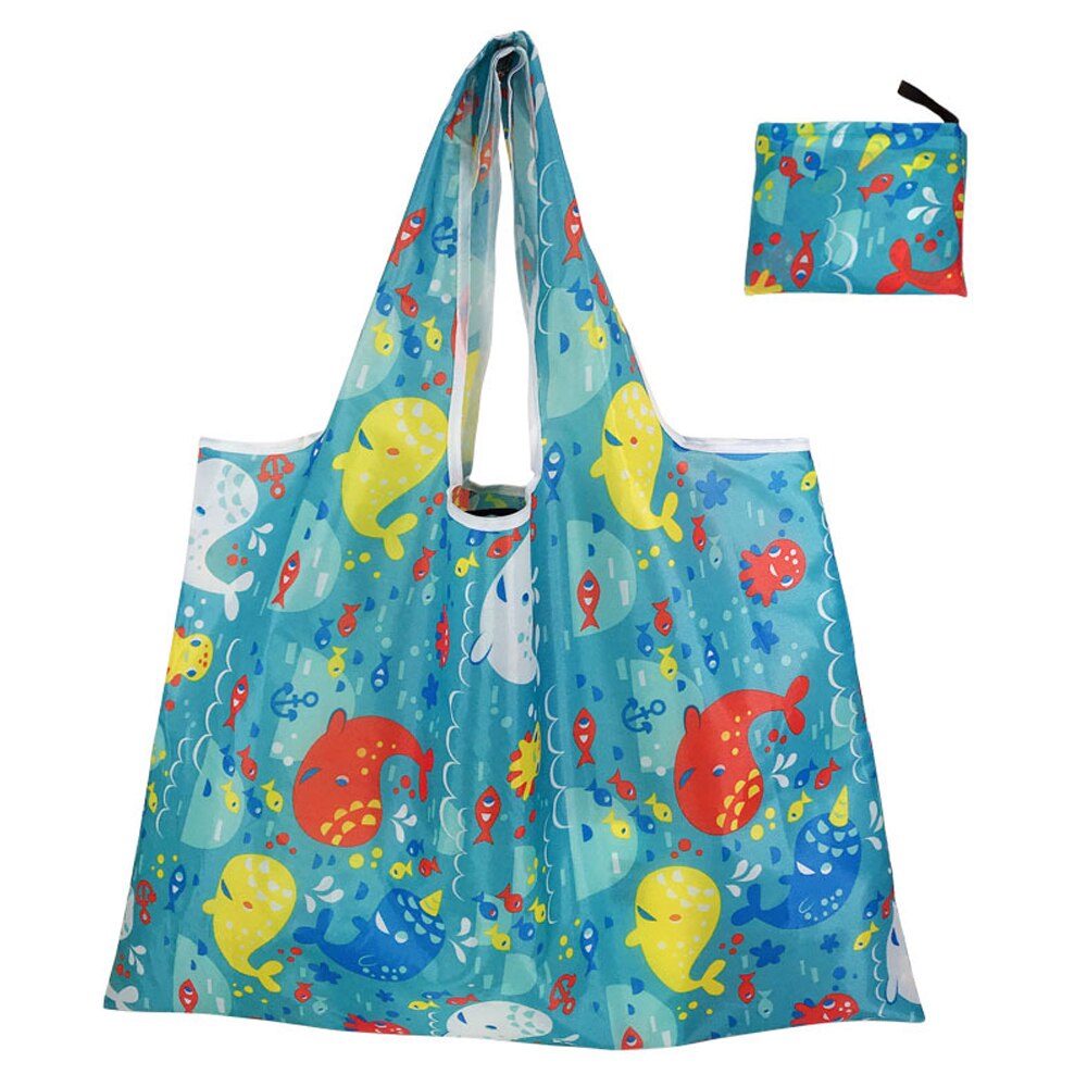 Foldable Shopping Bags Eco Reusable Storage Bags Cartoon Animal Floral Fruit Pattern Sundries Organizer Bags 56x46cm 1PC: 10