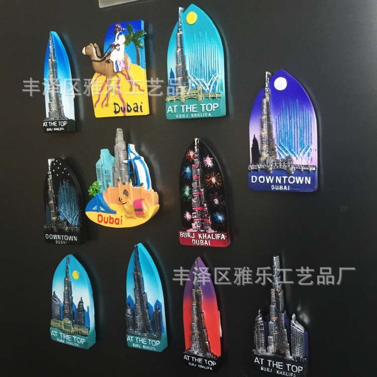World Tourist Dubai Souvenirs At The Top Burj Khalifa Dubai Camel Resin Decorative Magnets Kitchen Accessories Decoration Home