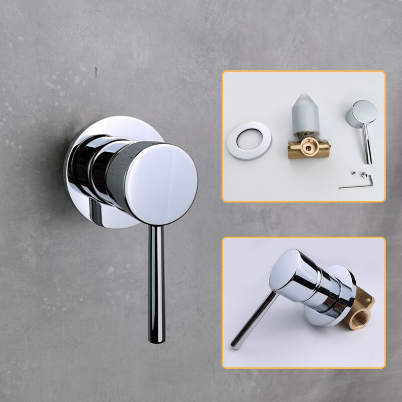 Overhead Top Shower Set ABS 3 Function 4 Inch Shower Solid Brass Cold Valve Shine Chrome Rainfall 1 Way Round Mixer Faucet