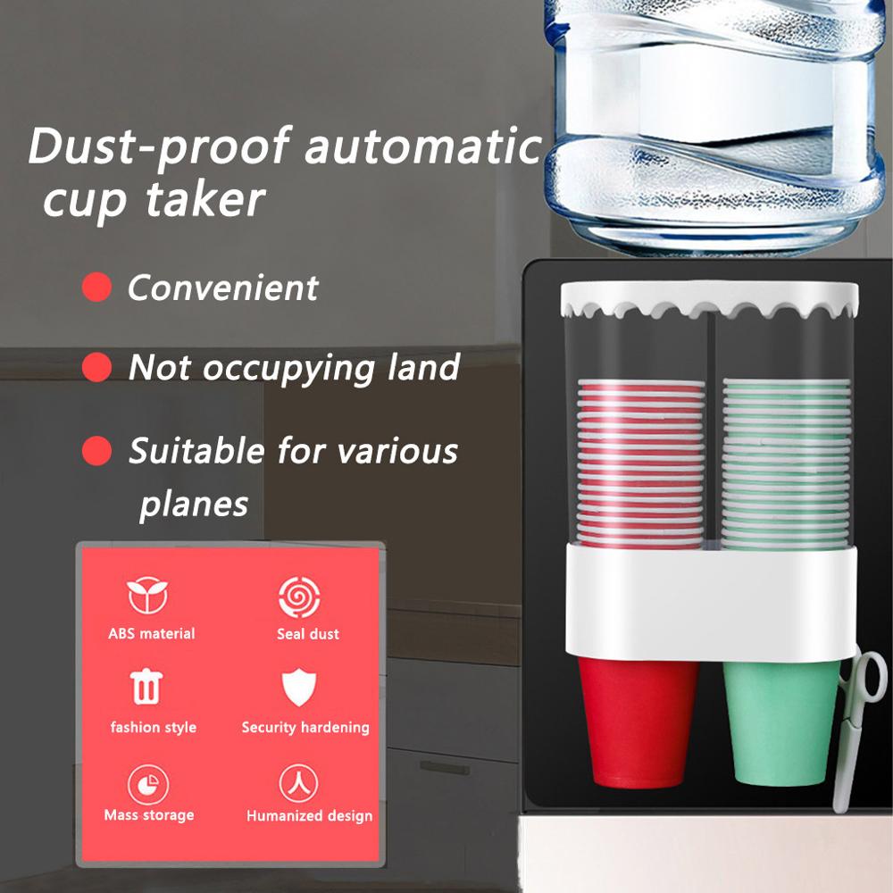 Water Dispenser Accessory Side Mount Holder Dustproof Automatic Paper Double Cup Rack cup picker Wall Stand Bracket #429