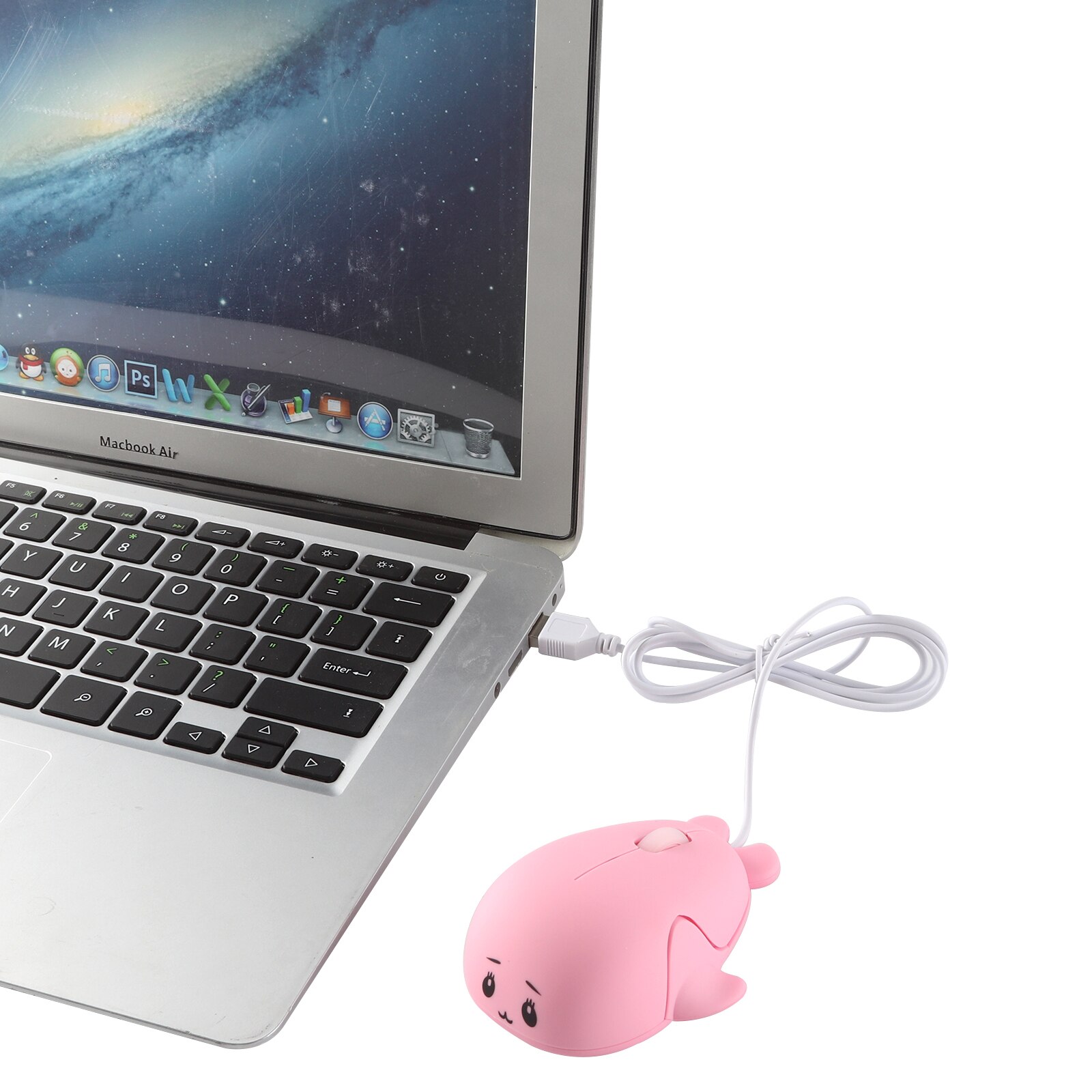 Mini Wired Mouse Cute Dolphin Ergonomic Mause 1600 DPI Optical USB Pink Girl Portable Mice For PC Laptops: Pink