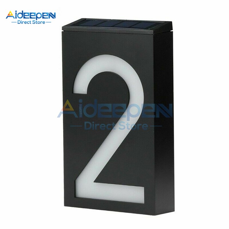 LED Digital Solar Power Light Sign House Number Doorplate Door Number Address Digits Wall Mount Number With Battery For Home
