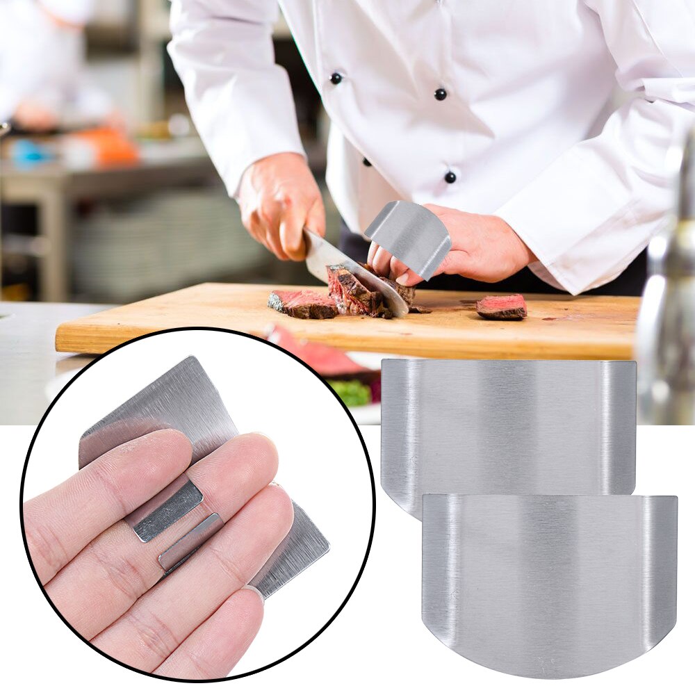 1pc Single/Double Finger Guards Hand Protector Fruit Vegetable Tool Kitchen Gadgets Safe Slice Protection Stainless Steel