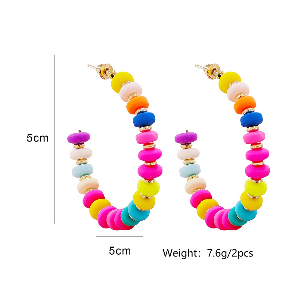 Vintage Enamel Flower Beaded Hoop Earrings Trendy Geometric Statement Round Circle Earring Jewelry Brincos 2022 Trend: 56260-MT