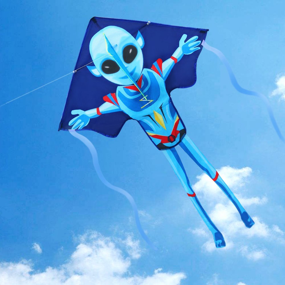 Outdoor Fun Sports Kites For Kids And Adults Large Easy Flyer Mysterious Alien Kites 55Inch X 38Inch With String And Handle