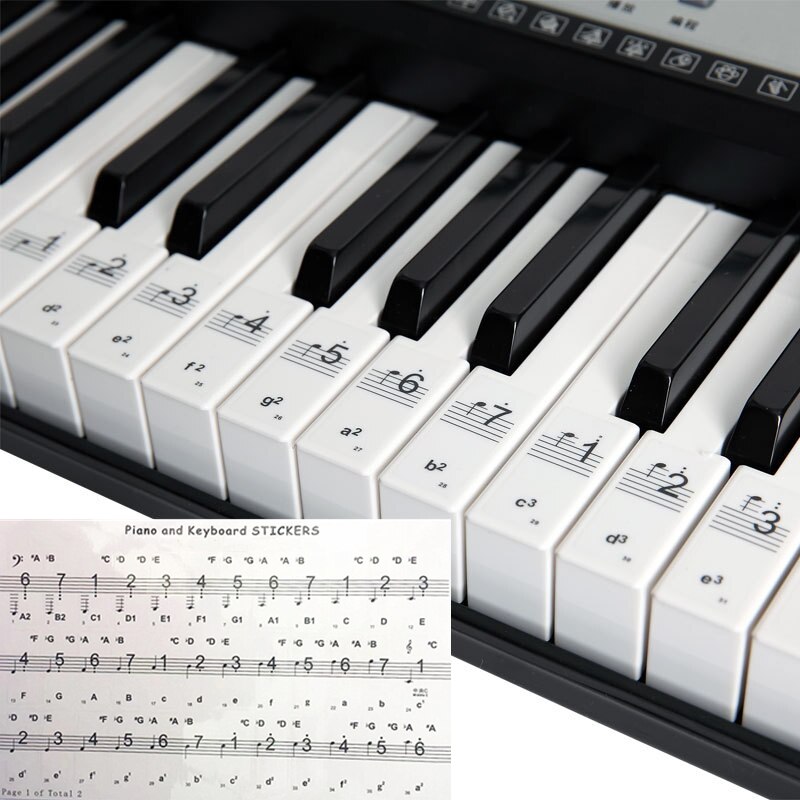 Piano Keyboard Sticker 88/61/49/37 Key Electronic Keyboard Piano Sticker Beginner helper Stave Note Sticker: Blue