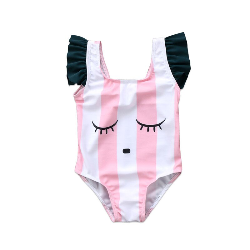 Zomer strandkleding babymeisjes badmode schattige ogen print 0-3y kinderzwemkleding kinderen eendelig badpak: 2t