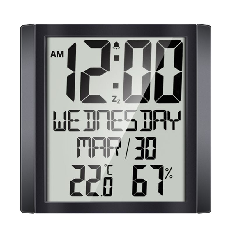 Wall Clock Extra Large Digital Display Time Day Calendar Indoor Thermometer Hygrometer Table Desk Stand &amp; Wall Hanging
