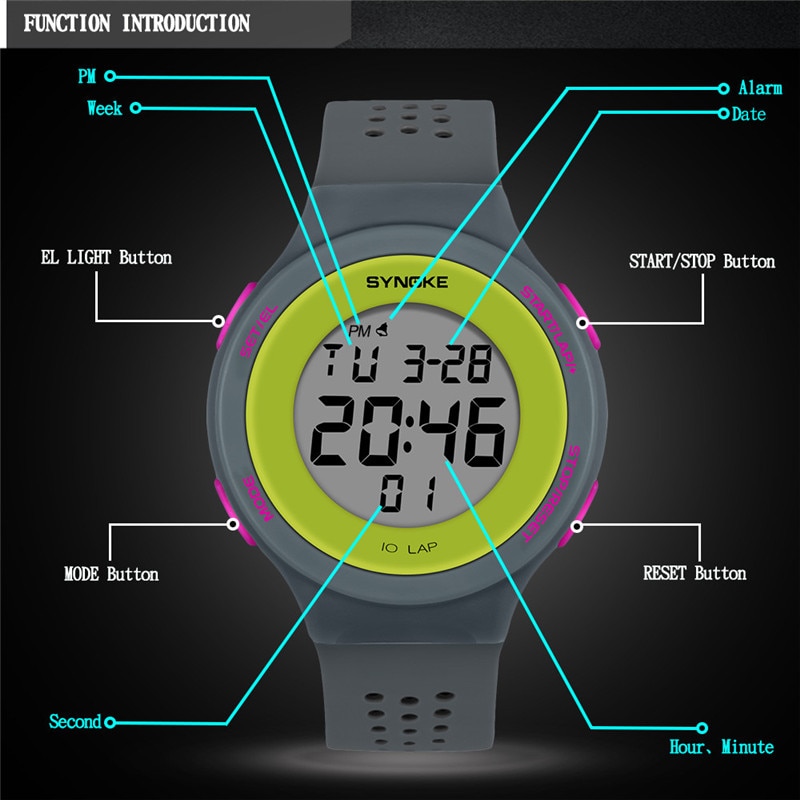Synoke Multifunctionele Mannen Sport Horloges 50M Waterdicht Horloge Led Digitale Dubbele Action Elektronische Horloge Masculino