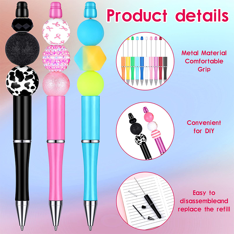 30Stck Neueste Farbe Kreative Kunststoff Perlen Stift Kugelschreiber Druckbare Perlen Stift DIY für Schüler Büro Liefert