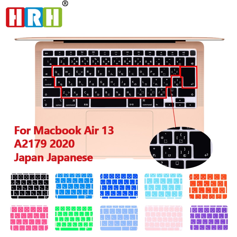 HRH japoński język silikonowa klawiatura skóry pokrywa Protector dla MacBook najnowszy Air 13 Touch ID A2179 (wydanie 2020) wersja JP