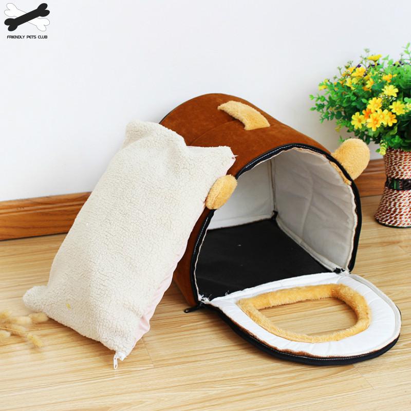 Confortable chat grotte belle Bow chiot hiver lit maison chenil polaire doux nid pour petit moyen chien maison pour chat