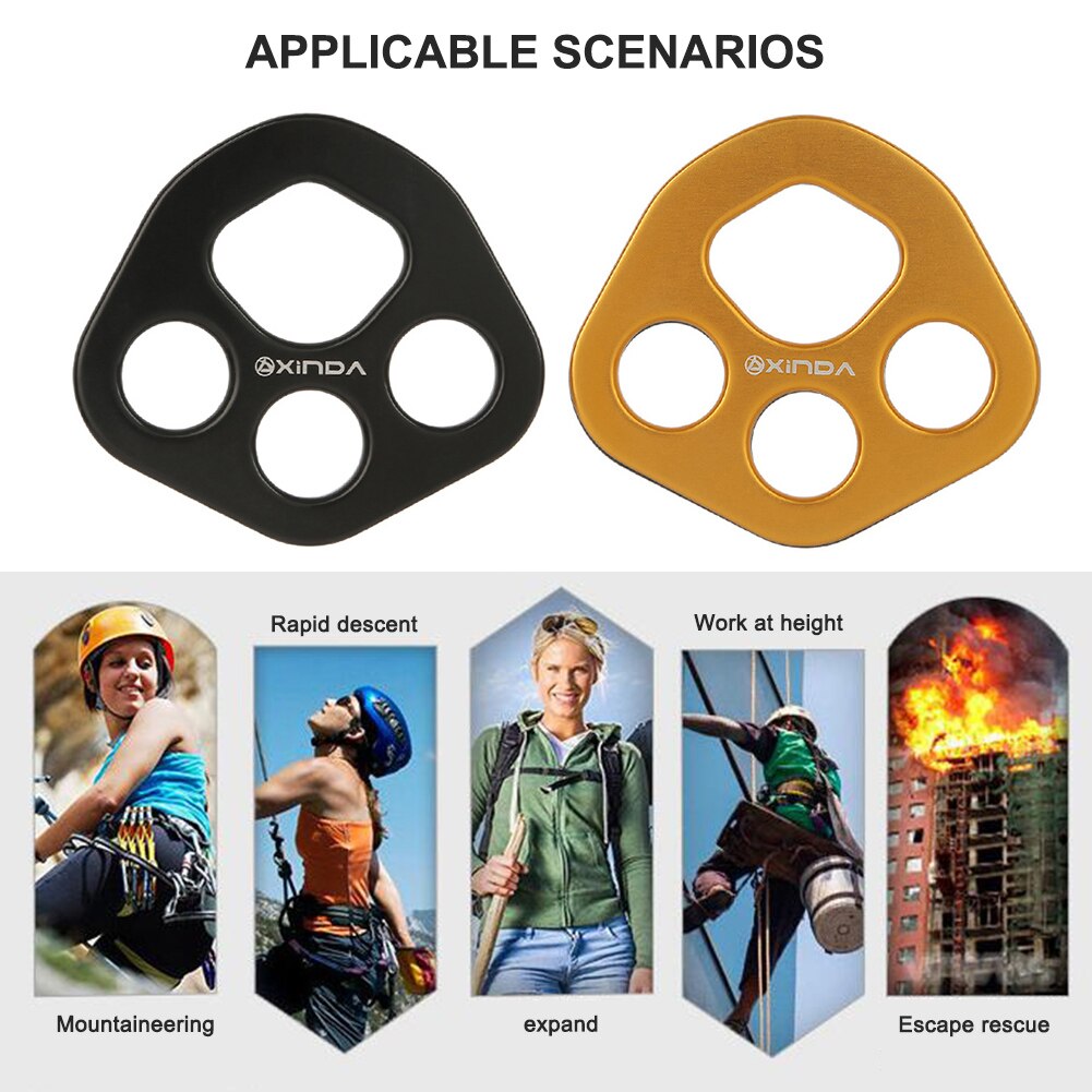 Xinda Anchor Divider Plate Survival 30kN Rock 4 Hole Force Plate Rope Climbing Device for Family Outdoor Camping Accessories