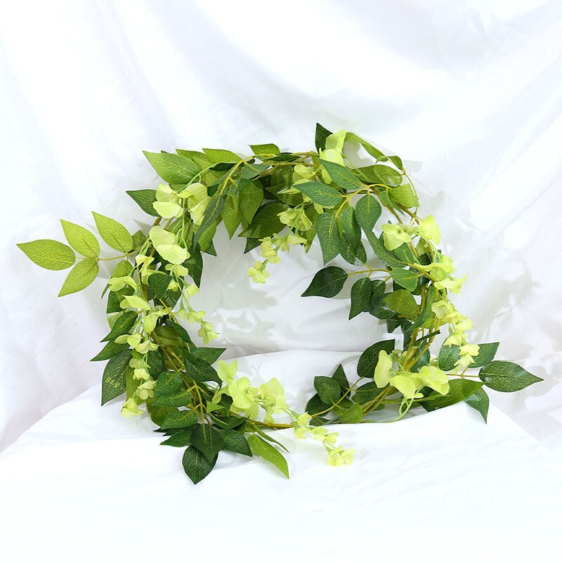 220cm silk rose wedding decoration ivy vine artificial flower arch decoration with green leaf wall garland: Style 2 green