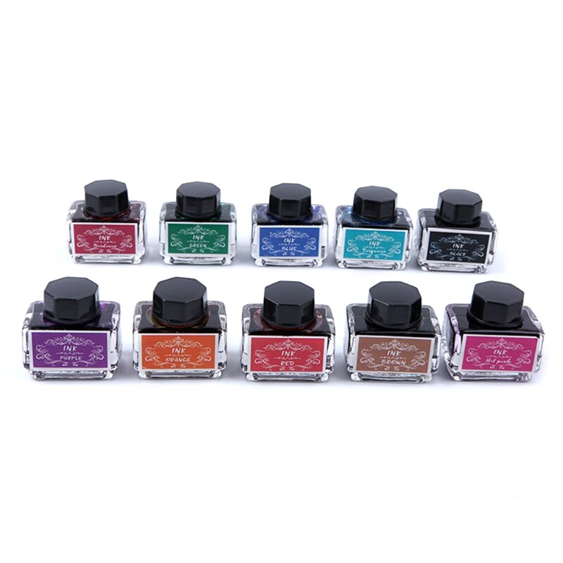 Pure Colorful Bottled Ink Fountain Pen Ink Non-carbon Refilling Inks Student Stationery School Office Supplies (1 Bottle, 15ml )