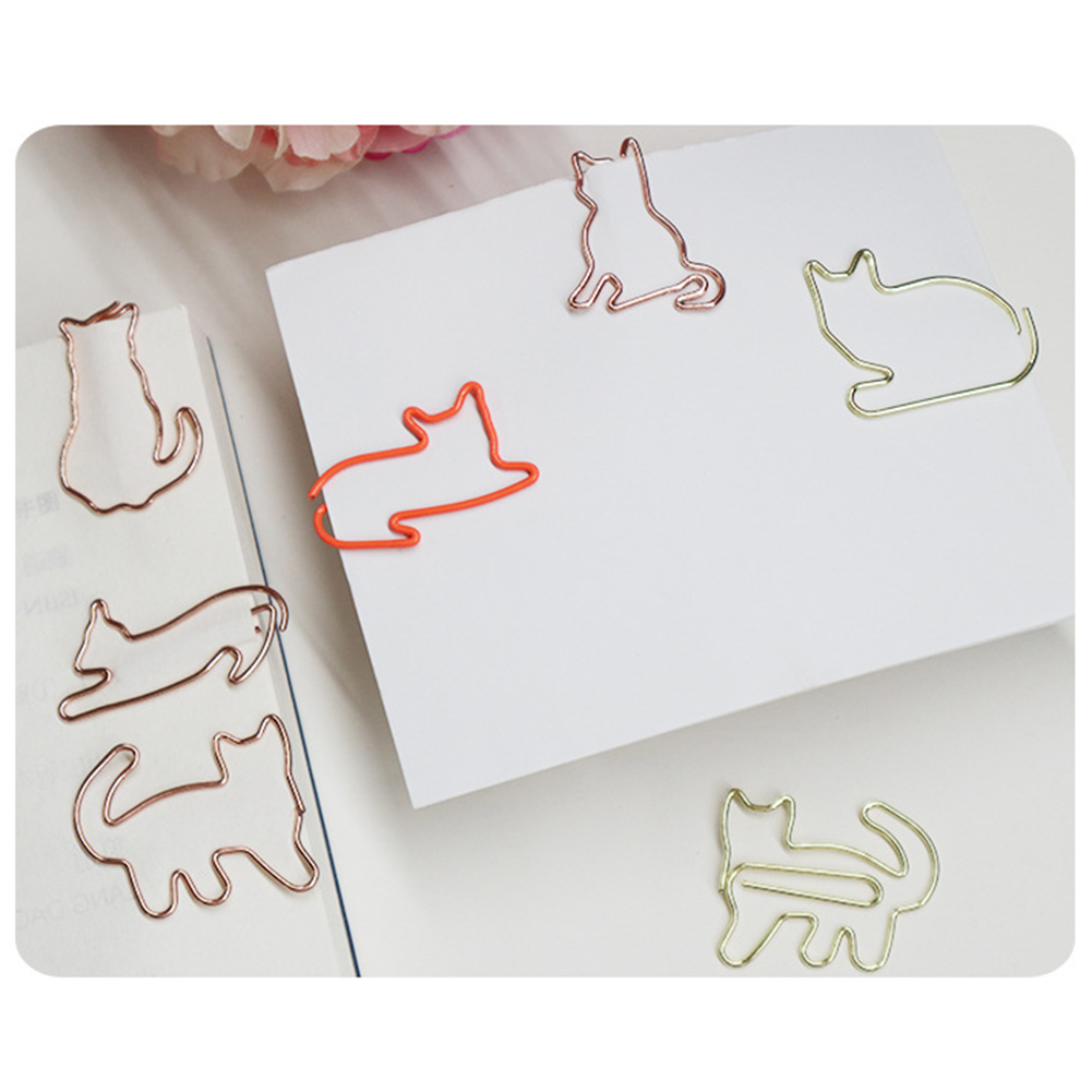 20pcs Cute Cat Shaped Metal Paper Clip Bookmark Planner Memo Clips For Book Stationery School Office Supplies Stationery