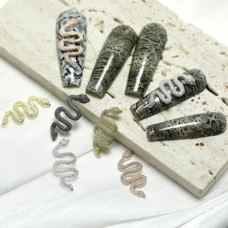 20 stk legeret slange negle ornamenter metal negle kunst dekorationer diy slange manicure tilbehør negle charms i bulk til dekoration