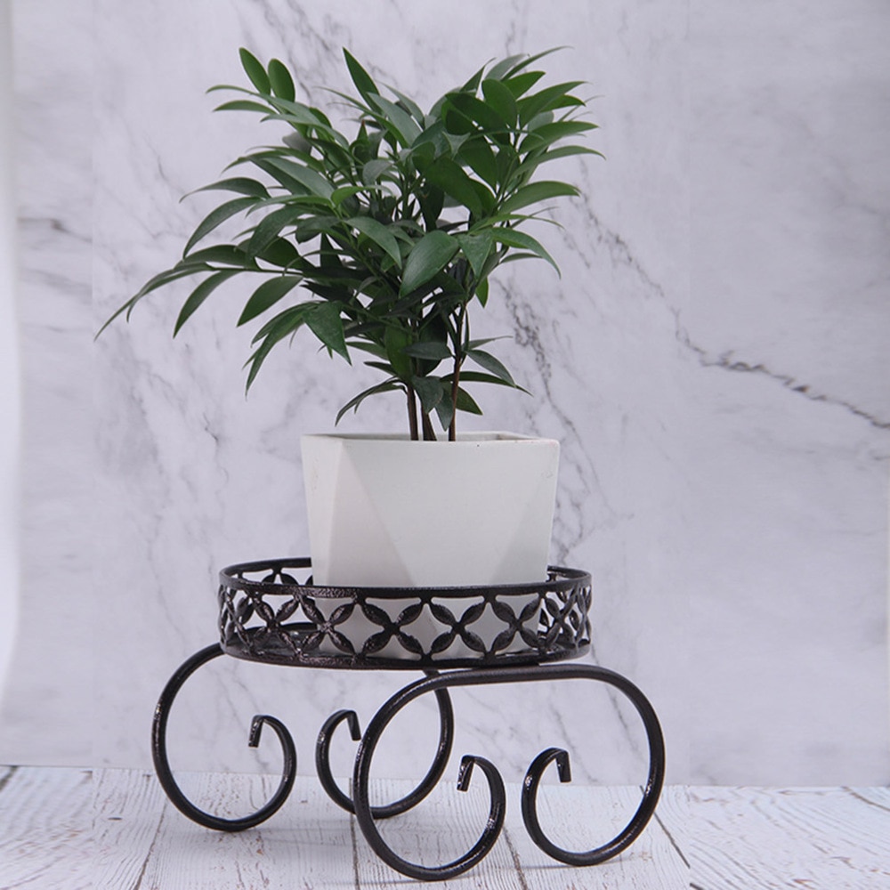 1pc European-Style Wrought Iron Plant Stand Simple Iron Frame Geometric Flower Stand Living Room Restaurant Balcony Shop Creativ