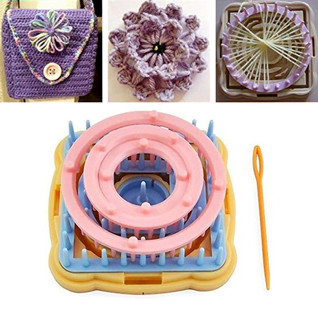 1Set Diy Weven Gereedschap Schepper Garen Naald Hobby Weefgetouw Breien Machine Kleur Stiksels Gereedschap Bloem Weefgetouw Breien Wollen