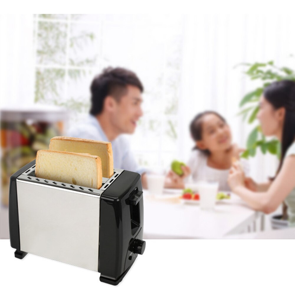 2 Slice Fully Auto Stainless Steel Household Toaster Adjustable Six-Speed Temperature Double-Row Baking Breakfast Bread Maker