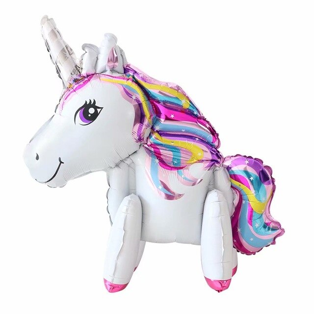 Ballon licorne gonflable 32 pouces, mignon, en aluminium, pour fête d'anniversaire, de mariage, jouet pour enfant: 3dwhite