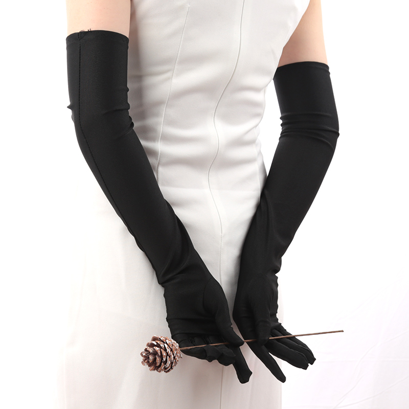 Guantes largos para mujer, protección del codo y los dedos, ópera, de noche, disfraz de graduación, accesorios de para adultos, mitones negros transpirables