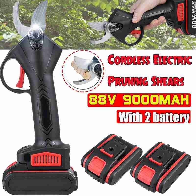 Tijeras de podar eléctricas e inalámbricas, cortador de ramas, 2 baterías de iones de litio de 9000mAh, para jardinería y paisajismo