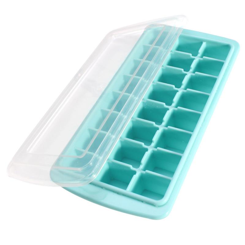24pcs/box Self Made Ice Cube Kitchen Refrigerator DIY Ice Cube Tray Maker Mold For Whisky Quick Freezer: Green with lid