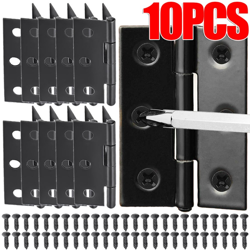 1–10 Stück schwarze Türscharniere, Edelstahl, Möbel-Stoßscharniere, Fenster, Schrank, Schublade, flache Scharniere, 2-Zoll-Türschließer, Hardware-Werkzeug