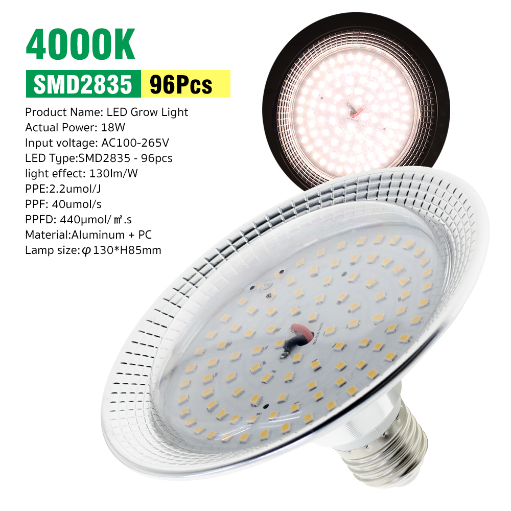 E27 18 W Vollspektrum-LED-Wachstumslicht, sonnenähnliche Phytolamp-Glühbirne für Pflanzen, Blumen, Gewächshaus, Zelt, Hydrokultur: Grün