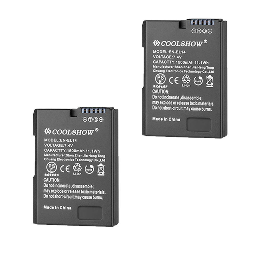 Enel 14 batteri 1500 mah til nikon  d3100 d3200 d3300 d3400 d3500 d5600 d5100 d5200 p7000 p7100 p7800 el14 batteri: 2 batterier