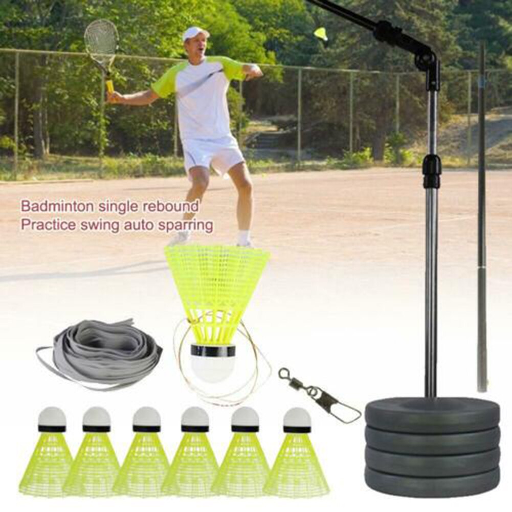 Elastiske badminton træner med teleskopstang bærbar badminton træningssæt til voksne børn på lager