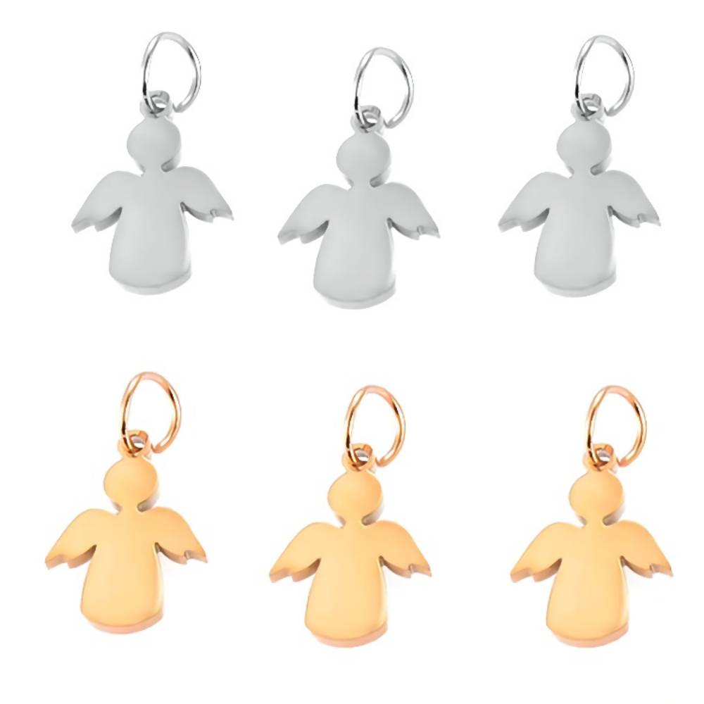 10 pz/lotto ciondoli con ciondolo angelo carino in acciaio inossidabile lucido di alta qualità adatti per la creazione di gioielli fai da te con collane e braccialetti