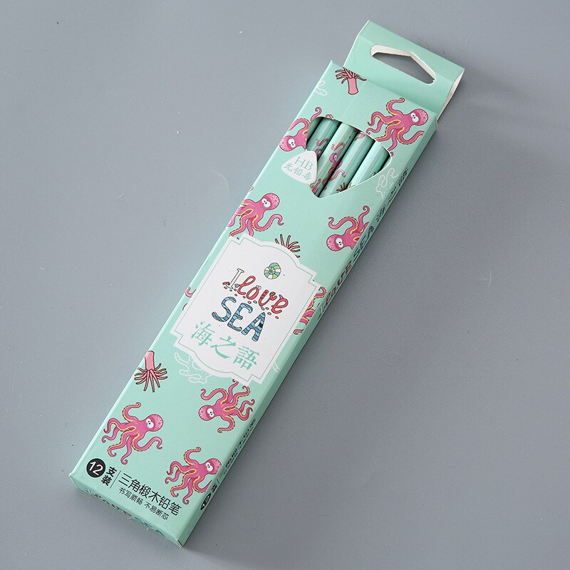 12 PCS Pencil Set Wood Pencils Kids Drawing Pencil Set Animal Print Pencils for Kids school office writing Lead Sketch