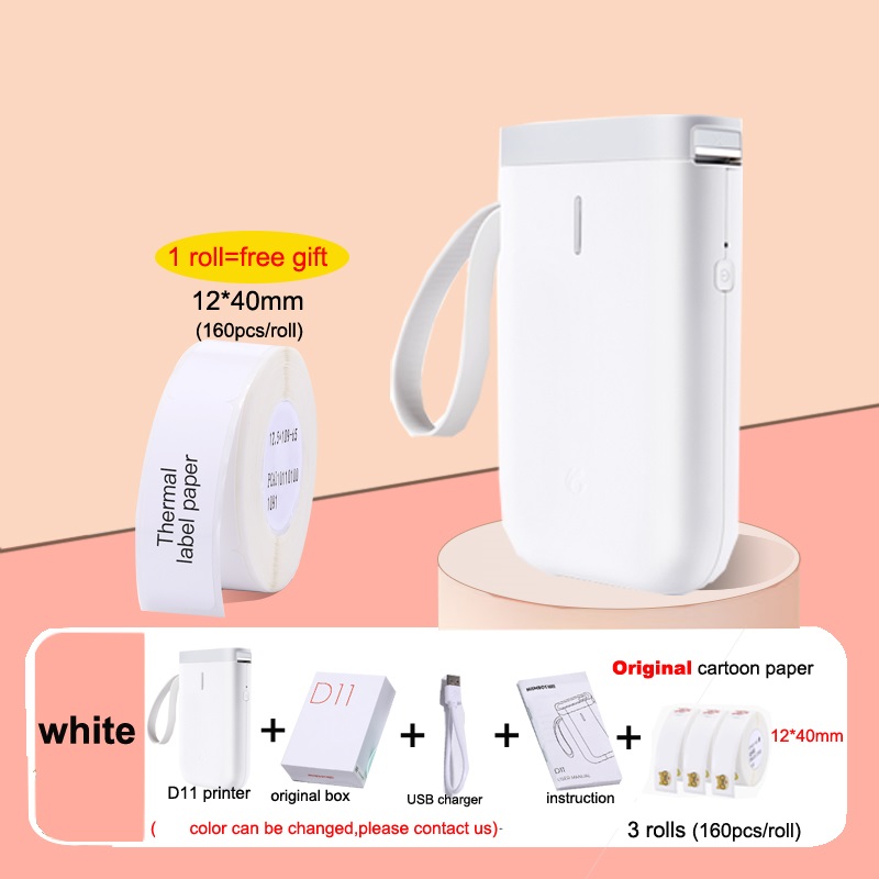 Niimbot D11 Wireless label printer Portable Pocket Label Printer Bluetooth Thermal Label Printer Fast Printing Home Use Office: add 3rolles cartoon