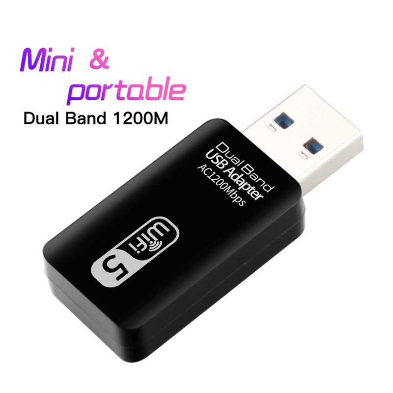 5.8G/2.4G Wireless USB WiFi Adapter 1200Mbps Network Card WiFi Receiver Transmitter Dual Band Fast Receiving for PC