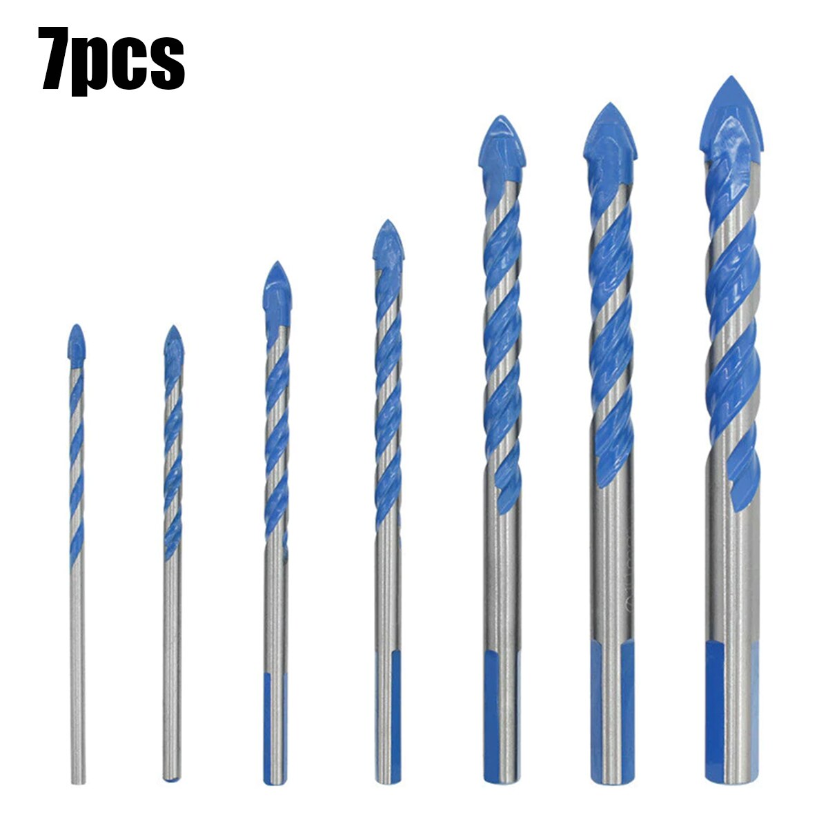 5/7 Pcs Set Drill Bits Triangular-overlord Handle Multifunctional Drill Bits Perforator Ceramic Marble Tile Drill Handle: 7pcs blue