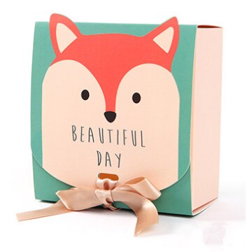 Oeny 4 Stuks Dieren Gunst Geschenkdoos Papieren Zakken Dieren Vos Beer Konijn Thema Verjaardagsfeestje Decoratie Event Supplies candy Box: Fox