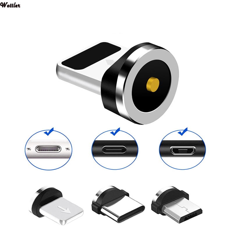 Universal rundt magnetisk kabel stik 8 pin type c micro usb c stik hurtig opladning telefon magnet oplader stik til iphone magnet stik