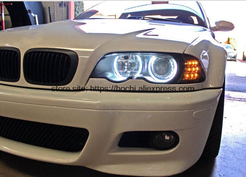 HochiTech-Kit de luces CCFL tipo ojo de ángel para BMW, set con 4 aros de luz blanca cálida de 131mm para los modelos BMW E36, E38, E39, E46 con el proyector original