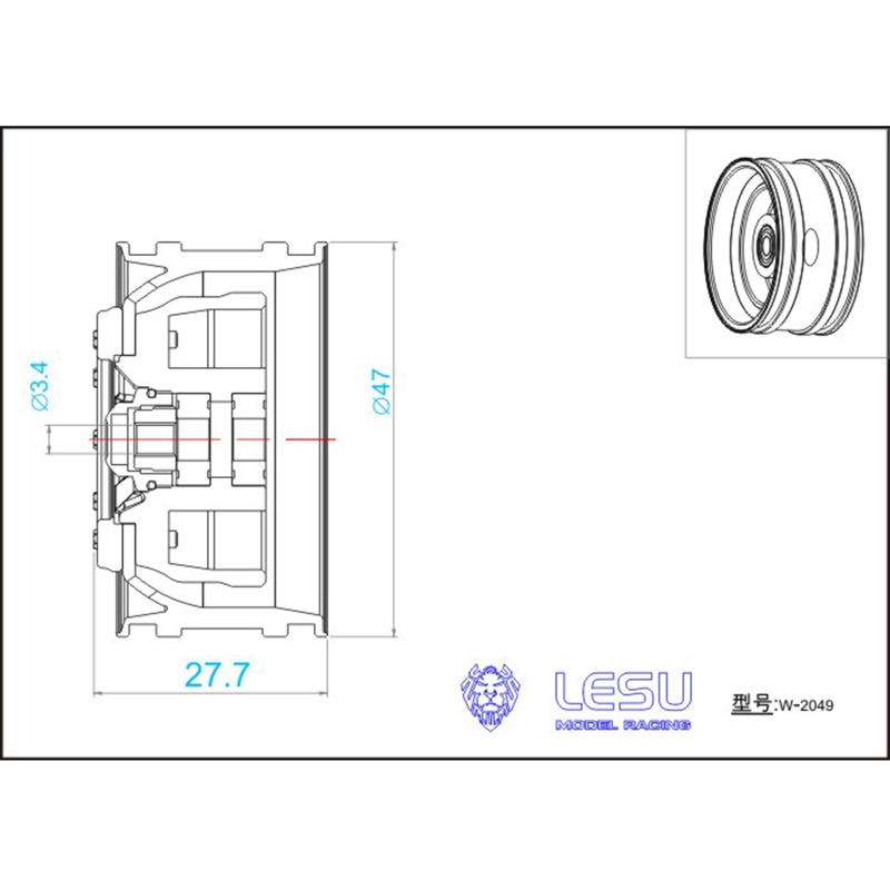 LESU – moyeu de roue en métal pour camion tout-terrain TAMIYA VOLVO FH16 FH12, 1/14, tracteur remorque