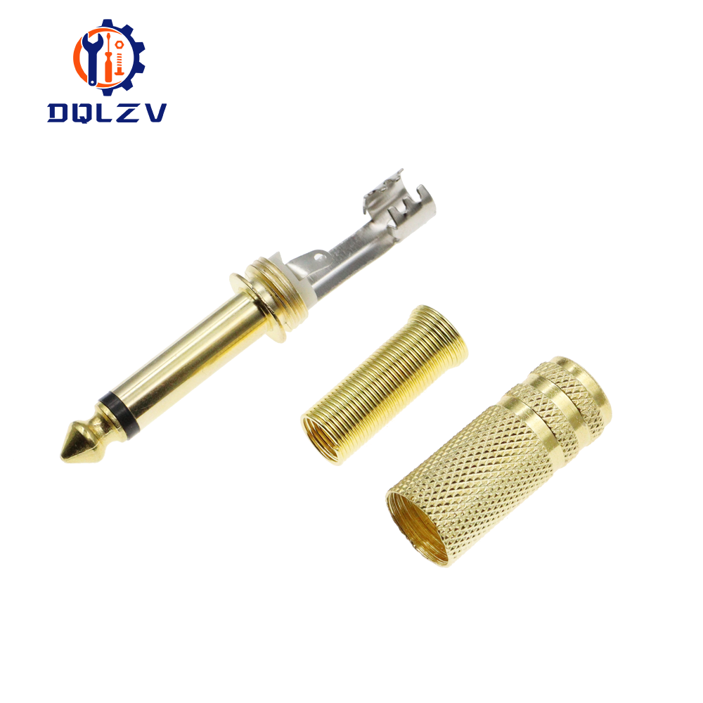 Adaptador de conector de Audio Mono macho, conector Jack dorado de 6,35 MM, conectores estéreo de Audio de soldadura macho de 1/4 pulgadas