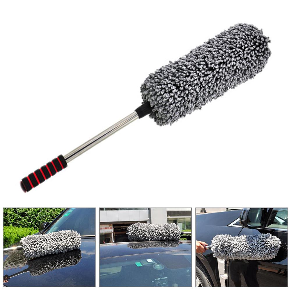 Biltvätt borste habdle fordon ren mikrofiber teleskop bil kaross damm vax damm mopp rengöring borste för bil verktyg