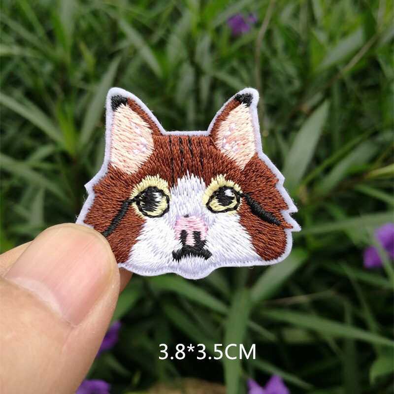 Computer embroidered badge cute little cat animal head embroidered cloth sticker decorative patch sticker: 5