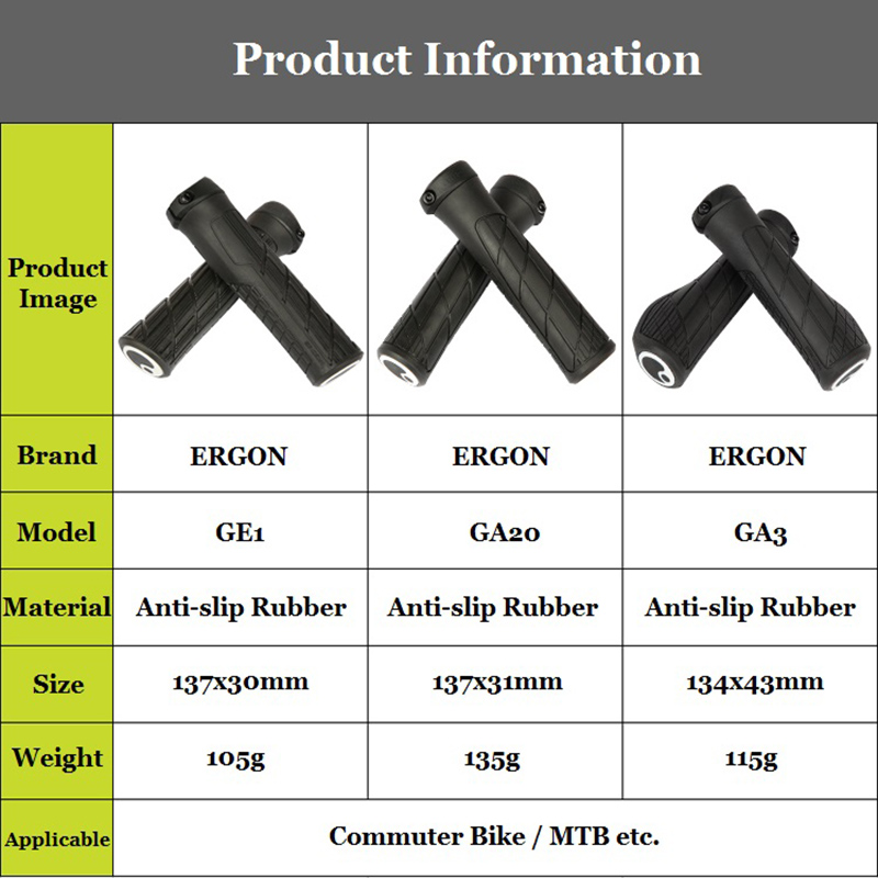Ergon GA3 GE1 GA20 Anti-Slip Rubber Grips Fietsstuur Grip Mtb Fietsen Soft Handvat Grips Fiets Bar End mount Hand Covers