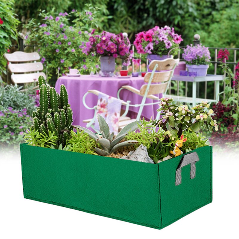 Grow Bags Non-Woven Fabric Raised Garden Bed Rectangle Planting Container Grow Bags Fabric Planter Pot For Plants Nursery Pot