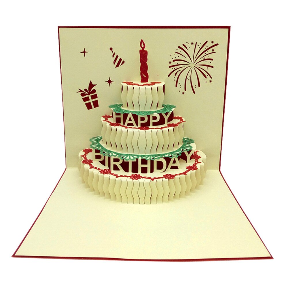 3D Pop-Up Cards Birthday Card for Girl Kids Wife Husband Birthday Cake Greeting Card Postcards Card Envelope Stickers: E