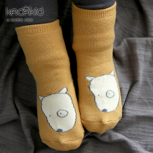 Calcetines de invierno cálidos para niños de kacakkid, calcetines de algodón cálidos con estampados de lindos animales para niños y niñas, calcetines para bebés, calcetines para niños Ka1097: Amarillo / M