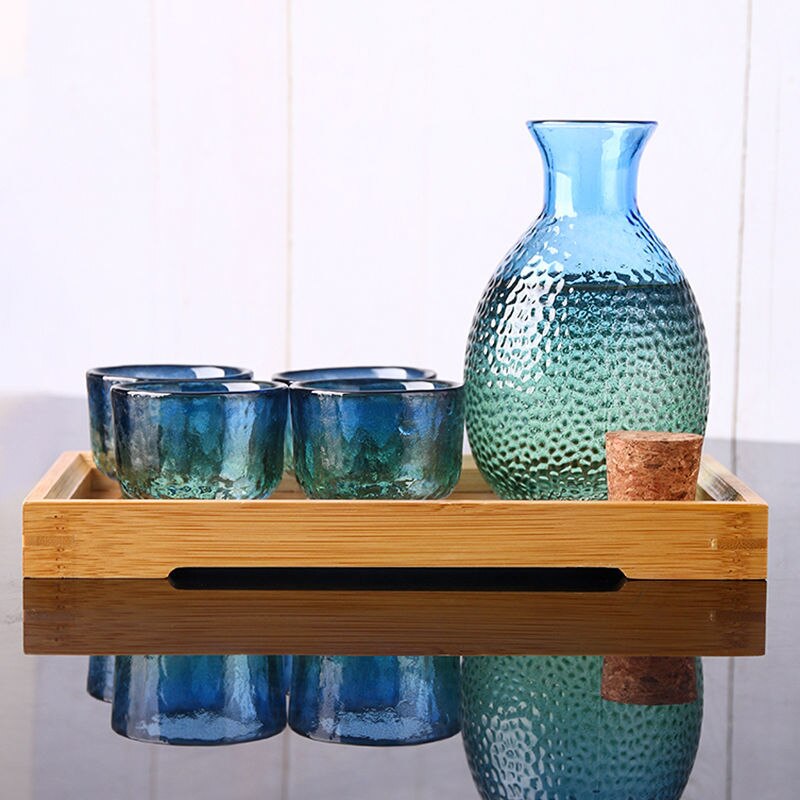 Kreative matt Fingerabdruck Sake Flasche Wein Glas einstellen, japanischen stil Hand-gemalt Pflaume Blüte Willen Glas Einschließlich Wein Warme