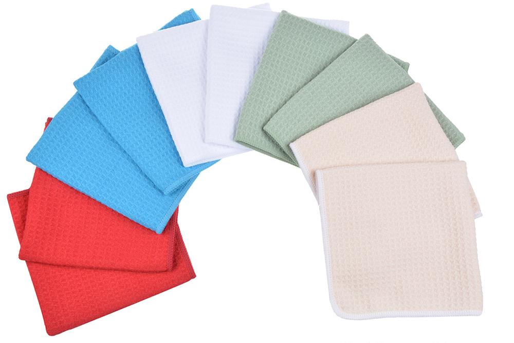 10pcs 11Inx12In Microfiber Kitchen Waffle Weave Dish Cloths Bulk Rags Dish Cleaning Cloths Scrubbing Wash Cloths Sets White